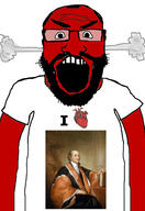 angry balding beard clothes glasses hair heart i_love john_jay open_mouth red_skin soyjak subvariant:science_lover tshirt variant:markiplier_soyjak // 2819x4096 // 893.2KB