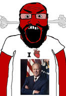angry balding beard clothes gerald_ford glasses hair heart i_love open_mouth red_skin soyjak subvariant:science_lover tshirt variant:markiplier_soyjak // 2816x4096 // 894.7KB