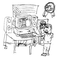 artist:antiswarthy award biting_lip body_pillow clothes crt_monitor flag:progress_pride_flag hand_drawn happy_merchant keyboard old_computer shel_silverstein short typing variant:soytan // 1200x1200 // 31.8KB