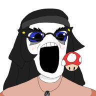 a24 avengers beanie blue_eyes closed_mouth drawing gape gaping_mouth girl glasses oc soy soylent soylent_(cacao) soytan_will_always_be_a_gemerald teeth toad variant:soytan wholesome // 1000x1000 // 33.5KB