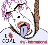 coal dead glasses hanging i_love int_(4chan) lipstick open_mouth rope soyjak stubble suicide tranny variant:cobson yellow_teeth // 768x719 // 64.7KB