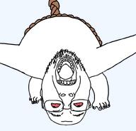 ack bloodshot_eyes glasses hanging open_mouth stubble subvariant:spineacked_bernd teeth upside_down variant:bernd // 803x768 // 122.7KB