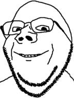 glasses happy no_eyebrows smile soyjak stubble template variant:impish // 598x800 // 110.6KB