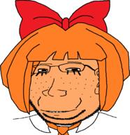 bow clothes ear eyelids glasses hair mymy necktie ongezellig orange_hair orange_skin small_eyes smile soyjak stubble subvariant:massjak subvariant:wholesome_soyjak variant:gapejak // 751x774 // 24.3KB