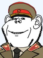 closed_mouth clothes collar_tabs communism ear epaulettes hammer_and_sickle hat kgb kuz military military_cap military_uniform necktie smile soviet_army_uniform soyjak stubble variant:impish_soyak_ears // 574x768 // 157.7KB