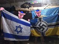 2soyjaks animal arm bunker clothes country ear flag glasses hat holding_object irl israel jewish_nazi judaism kippah nazism open_mouth phone pig pink_skin snout soyjak star_of_david stubble ukraine variant:nojak // 1280x960 // 1.6MB