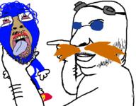 2soyjaks arm bloodshot_eyes closed_mouth crying dr._eggman glasses hand holding_object holding_soyjak mustache open_mouth pointing round_glasses sega sonic_(series) sonic_the_hedgehog soyjak stubble tongue variant:bernd variant:holdjak yellow_teeth // 592x461 // 100.9KB