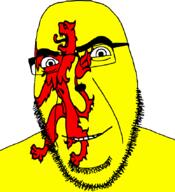 animal flag flag:south_holland full_head glasses hair lion looking_at_you netherlands open_mouth smile south_holland soyjak stubble teeth variant:cobson // 775x849 // 89.5KB