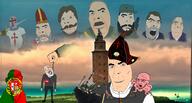 a10_eyes amancio_ortega arm armor background bagpipes bald beard celtic cigar clothes conquistador crusade crusader damasus_I fidel_castro fist flag flag:portugal francisco_franco galicia hand hat helmet holding_rope lighthouse luis_vaez_de_torres mariano_rajoy meta:tagme octopus pablo_iglesias_posse pope portugal psoe rope santiago smile smoke smug spain stubble subvariant:nucob subvariant:teutonson variant:bernd variant:cobson vest zara // 2000x1070 // 1.9MB