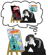 5soyjaks artist chud clothes coal coal_skin crying gem gem_alert gem_skin gopnik hat its_over painting parody russia speech_bubble stubble text thinking track_suit variant:chudjak variant:ppp // 561x634 // 242.9KB