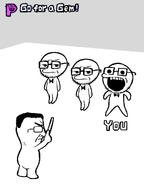 arm bowtie closed_mouth glasses holding_object open_mouth rhythm_heaven rhythm_tengoku stubble subvariant:soyak_(irritated) teeth variant:chudjak variant:soyak video_game // 768x1024 // 84.9KB