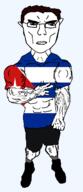 arm buff closed_mouth clothes cuba cuba_vs_puerto_rico ear flag flag:cuba full_body glasses hair hand shoe soyjak star_(symbol) subvariant:chudjak_front subvariant:unbotheredchud variant:chudjak vein // 549x1268 // 40.3KB