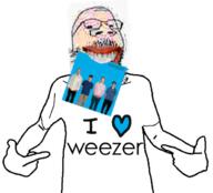 alternative_rock arm autism baby closed_mouth clothes glasses grin hand indie merge music pointing rock small_eyes soy soyjak stubble tshirt variant:gapejak variant:shirtjak virgin weezer weezer_blue_album // 618x559 // 165.5KB