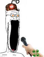 4chan antenna cap clothes ear glasses hat holding_object irl logo microphone open_mouth reddit scumbag_steve soyjak stubble subvariant:soyak_soymilk variant:soyak // 500x645 // 53.4KB