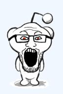 antenna arm ear full_body glasses leg open_mouth red_eyes reddit redditard snoo soyjak stubble variant:markiplier_soyjak // 600x893 // 242.3KB