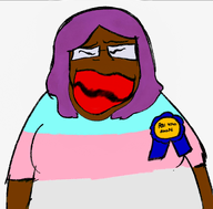 award bait brimstone brown_skin coal dust flag:transgender_pride_flag jartynigger meta:bait meta:not_oc purple_hair real_woman_award red_lips sisa subvariant:59_percent subvariant:bridget tranny tranny_artstyle transgender_flag troon variant:bernd variant:gapejak xitter_coal // 1200x1181 // 1.2MB