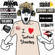 arm binoculars clothes combat_helmet escape_from_tarkov gamer helmet milsim mouth open pointing rising_storm_vietnam squad stubble tactical tshirt variant:shirtjak video_game // 1080x1080 // 615.7KB