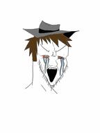 angry bloodshot_eyes brown_hair clothes crying hat mr_enter open_mouth redraw soyjak stubble variant:soyak // 1536x2048 // 423.6KB
