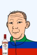 1864 alcohol bottle closed_mouth clothes dagestan ear flag flag:dagestan hair neutral russia smirnoff soyjak text track_suit transparent transparent_background variant:kuzjak vodka white_skin // 810x1192 // 117.2KB