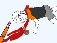 2soyjaks 3_years_on_bald_man_with_glasses_booru arm badge beheaded blood closed_eyes closed_mouth clothes dead dead_nigger_baby dnb forehead_lines full_body glasses gray_pants gray_shirt hand jubille_(user) leg machete meta:gore meta:namefags meta:traced_dnb neck nose open_mouth orange_shirt orange_skin sad soybooru stubble teeth torso traced variant:alicia variant:soyak // 1000x750 // 69.0KB