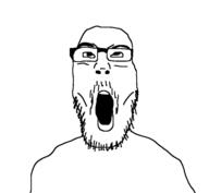 glasses mustache open_mouth soyjak stubble variant:unknown // 1154x1062 // 141.4KB