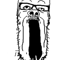 arm glasses hand open_mouth soyjak stretched_mouth stubble variant:a24_slowburn_soyjak // 600x974 // 146.2KB