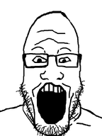 glasses open_mouth pinhead soyjak stubble variant:markiplier_soyjak white_background white_skin // 600x800 // 8.6KB