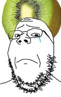 closed_mouth clothes crying food foodjak fruit glasses hat kiwi sad soyjak stubble subvariant:wholesome_soyjak variant:gapejak // 479x757 // 307.2KB