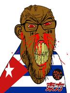 1488 anime azumanga_daioh bant_(4chan) blood bloodshot_eyes brown_skin clenched_teeth closed_mouth cracked_teeth cuba cuban_(user) ear flag glasses mrnebula nosebleed red_eyes soyjak stubble subvariant:feralrage touhou variant:feraljak video_game yellow_teeth // 1359x1800 // 228.6KB