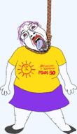 ack arm bloodshot_eyes brazil clothes crying dead flag full_body glasses hair hand hanging leg mustache open_mouth politics psol purple_hair rope shoe skirt socialism socialism_and_liberty_party soyjak stick stubble suicide template tongue tranny tshirt variant:bernd yellow_teeth // 1375x2392 // 572.8KB