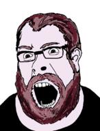 brown_hair clothes fat glasses grey_eyes open_mouth tshirt variant:cobson vaush // 814x1071 // 118.5KB