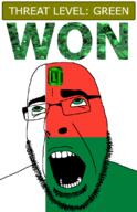 ahegao country emerald flag flag:madagascar gem glasses green green_eyes hair looking_up madagascar open_mouth schlog_color_event soyjak soyjak_blog stubble teeth text threat_level_green variant:cobson won // 721x1115 // 138.8KB