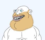 bald beard blond blue_eyes buff cleft_chin ear lips series:aryan_soyjaks smile subvariant:canaryan subvariant:canuckmutt subvariant:impish_amerimutt teeth trend:aryan variant:impish_soyak_ears variant:pajeetjak // 1782x1604 // 46.5KB