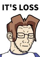 brown_hair closed_eyes closed_mouth ctrl_alt_del_(webcomic) ear glasses hair its_over loss sad soyjak stubble text variant:soyak white_background white_shirt // 632x900 // 207.9KB