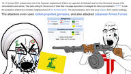 2soyjaks amal_movement arabic arabic_text christian_cross christian_identity christianity clothes crying flag flag:amal_movement flag:hezbollah flag:lebanon glasses gun hat hezbollah icxcnika islam islamic lebanese_cross lebanese_forces lebanon military mouth_open orthodox_cross red_eyes shia stubble text variant:cobson variant:cryboy_soyjak wikipedia // 1920x1080 // 425.0KB