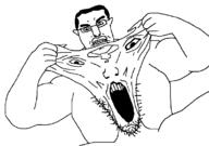 buff comic doom glasses hand open_mouth parody series:chud's_hitman stretched stubble traced variant:chudjak variant:markiplier_soyjak // 1125x791 // 62.4KB