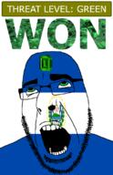 ahegao country el_salvador emerald flag flag:el_salvador gem glasses green green_eyes hair looking_up open_mouth schlog_color_event soyjak soyjak_blog spanish_text stubble teeth text threat_level_green variant:cobson won // 721x1115 // 175.2KB