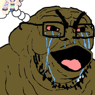 anime black_skin bloodshot_eyes chino_kafuu crying glasses gochiusa jōga_maya natsu_megumi open_mouth soyjak speech_bubble stubble subvariant:cryboy_et thick_eyebrows tongue variant:et // 625x682 // 174.6KB