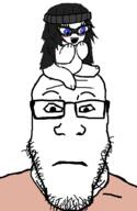 2soyjaks bury_pink_gril clothes female glasses hair hat looking_at_you neutral soyjak stubble subvariant:neutralplier variant:markiplier_soyjak variant:soytan // 600x921 // 21.2KB