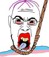 ack angry beard bloodshot_eyes crying dead ear flag:transgender_pride_flag glasses hanging looking_at_you meta:tagme open_mouth template tranny variant:halojak // 620x720 // 136.5KB