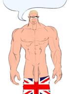 arm buff cap closed_mouth clothes country countrywar flag flag:united_kingdom glasses hand hat naked nsfw penis redraw soyjak speech_bubble speech_bubble_empty subvariant:chudjak_front union_jack united_kingdom variant:chudjak white_skin // 1698x2311 // 1.0MB