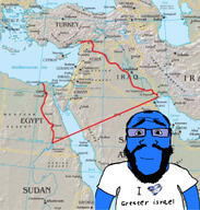 argyria arm beard blue_skin calm closed_mouth clothes flag:israel glasses greater_israel happy heart i_love israel map smile soyjak subvariant:science_lover variant:markiplier_soyjak // 1125x1179 // 353.4KB