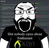 angry balding beard careless clothes enthusiast glasses hair kiwifarms open_mouth soyjak subvariant:science_lover text tshirt variant:markiplier_soyjak // 800x789 // 129.4KB