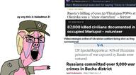 animal arm badge bloodshot_eyes christianity clothes cross crying ear glasses hair hand hat hoholcaust marichka nazism necklace news open_mouth pig pink_skin pointing russo_ukrainian_war snout soyjak swastika text ukraine variant:chudjak yellow_hair // 1280x707 // 536.0KB