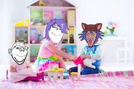 basil_(user) bed blue_hair blue_shirt bouquet brimmiest_comments_section☣️☣️☣️_do_not_enter☣️☣️☣️ brown_hat carpet cat_ear cat_eyes collared_shirt couch crying doll_(toy) doll_house dress fangs femjak flower flowers glasses jeans jimbo_(namefag) meta:namefags miniature niko_(oneshot) nose oneshot open_mouth pink pink_dress plant rainbow_skirt smile spiked_hair stock_image stubble subvariant:gapejak_female subvariant:terryjak table terry_crews(namefag) variant:gapejak variant:impish white_background // 800x534 // 54.0KB