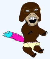 angry animal bobo_the_sharty_janny diaper full_body glasses janny monkey mustache open_mouth soyjak stubble variant:feraljak // 900x1075 // 165.9KB