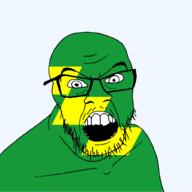 angry flag flag:miyazaki glasses hair japan looking_at_you miyazaki mustache open_mouth soyjak stubble teeth todofuken transparent_background variant:feraljak // 1500x1500 // 48.0KB