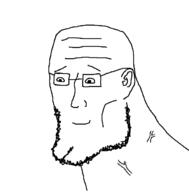 closed_mouth ear glasses smile soyjak stubble variant:unknown // 657x669 // 22.4KB