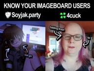 3soyjaks 4chan anime clothes computer glasses hair irl soyjak soyjak_party text tranny variant:a24_slowburn_soyjak variant:impish_soyak_ears variant:soyak // 1869x1410 // 2.1MB