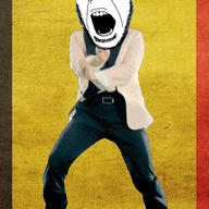 animated belgium country dance flag full_body gangnam_style glasses irl open_mouth push_pin soyjak sticky stubble variant:cobson // 300x460 // 1.7MB